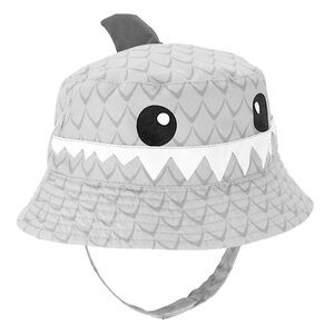 CARTER’S Gray Shark Summer Bucket Swim Pool Beach Hat Baby Boy Size 0 - 9 months